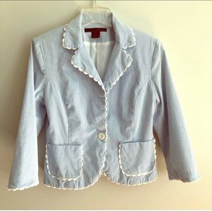 Willi Smith blue and white seersucker blazer